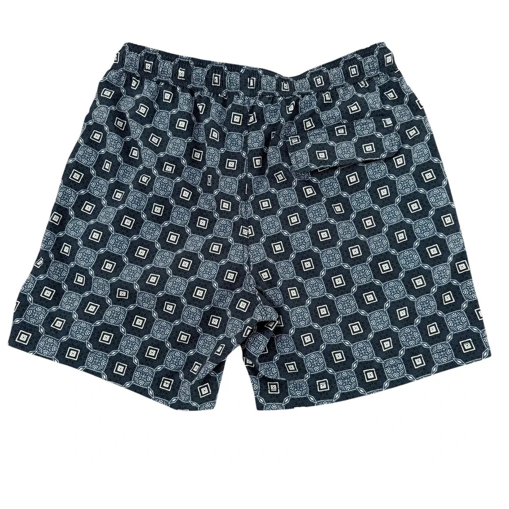 Tommy‎ Bahama Medium 6in Blue Geometric Men's Lined Swim Trunks Shorts